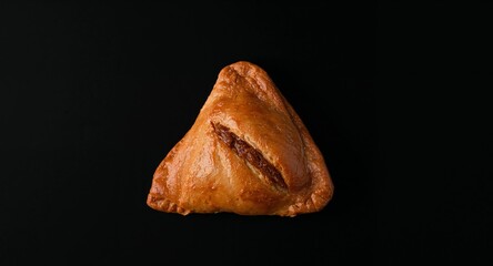Golden Triangle, A Pastry Still Life Against Dark Backdrop Culinary Still Life.
