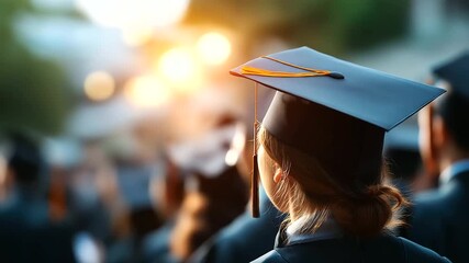 Graduation ceremony celebration faceless academic achievement defocused commencement background degree completion educational milestone university graduation student success