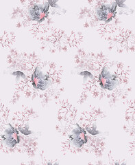 Soft Watercolor Floral Seamless Pattern with Pastel Flowers