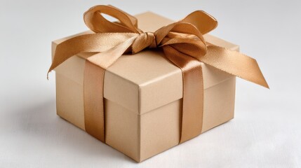 Wrapped gift box with ribbon bow on white background celebration concept