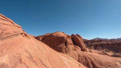 Fototapeta premium Terra Cotta Ridges Against Azure Sky, Abstract Geological Composition, Natures Artwork.