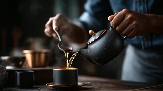 Traditional Chinese oolong tea ceremony process faceless closeup ritual defocused preparation background authentic tea making cultural practice ceremonial brewing mindful tea