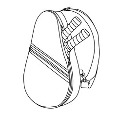 Line Art Illustration of a Tennis Racquet Backpack.