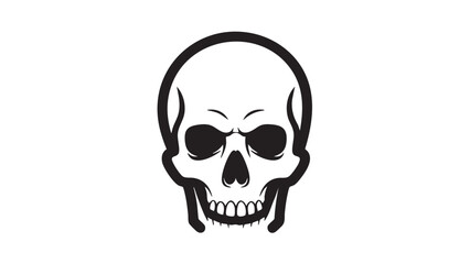 Obraz premium Simplified black and white illustration of a human skull viewed from the front