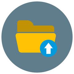 Upload folder icon button isolated on transparent background.