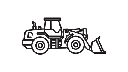 Fototapeta premium A front loader is operating in an outdoor construction site viewed from the side