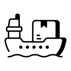 Obraz premium A linear style icon representing cargo ship