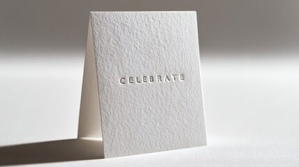 Celebrate card mockup on textured paper with shadow for event greeting