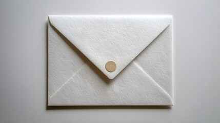 White envelope with wax seal on minimal background for invitation