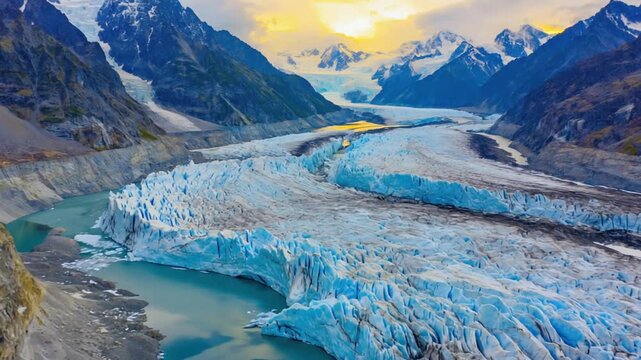frozen rivers and glaciers of sikkim himalayas india zoom in video