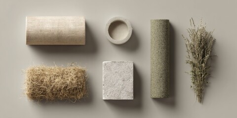 Natural spa flat lay with soap and towel for eco hygiene wellness