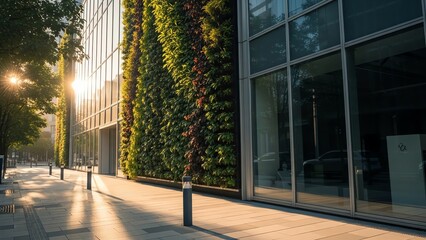 Modern building with vertical green wall