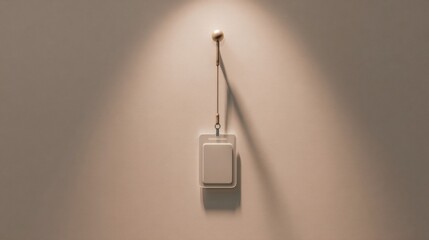 Hanging badge on wall in spotlight for security access concept