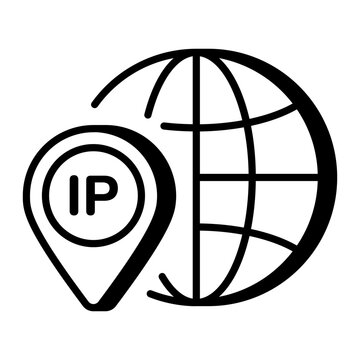 An outline style icon depicting ip address