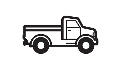 Simple black and white illustration of a pickup truck on a plain background