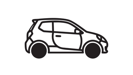 Fototapeta premium Simple line illustration of a compact car viewed from the side
