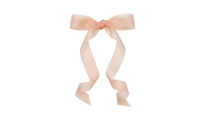 淡いピーチカラーの流れるリボン結び装飾