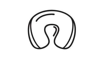 Fototapeta premium Simple black line drawing of a travel neck pillow on a white background