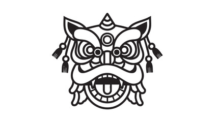 Fototapeta premium A traditional Thai mask illustration featuring a fierce demeanor with intricate designs and sharp teeth
