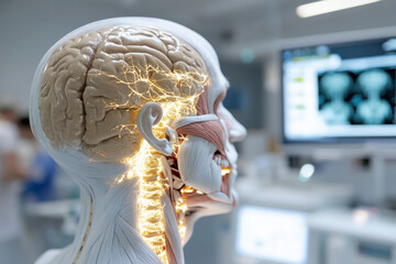 An informative representation of human brain anatomy highlighting the intricate neural pathways and functions with an artistic touch, ideal for educational visual aids.