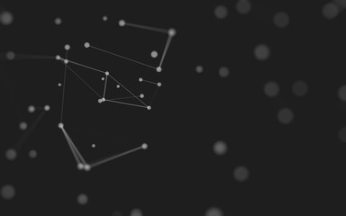 Abstract background. Molecules technology with polygonal shapes, connecting dots and lines. Connection structure. Big data visualization.