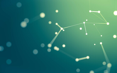 Abstract background. Molecules technology with polygonal shapes, connecting dots and lines. Connection structure. Big data visualization.