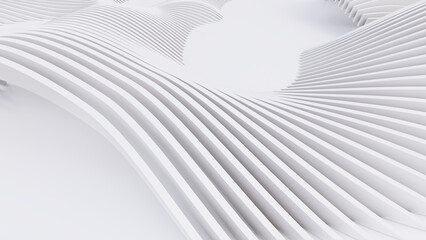 Abstract Curved Shapes. White Circular Background.