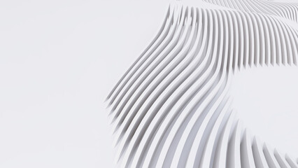 Abstract Curved Shapes. White Circular Background.