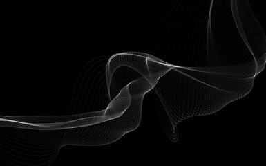 Dark abstract background with a glowing abstract waves