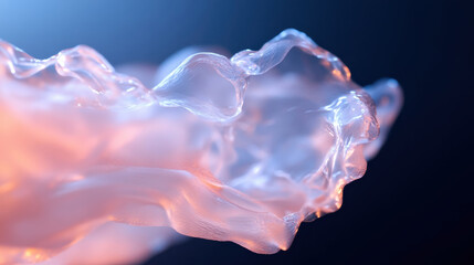 This mesmerizing image captures a translucent fluid structure that exudes an ethereal presence, with soft curves and gradients that evoke a sense of calmness.