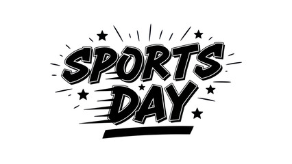 Dynamic Bold Black and White Typography Celebrating Sports Day Excitement