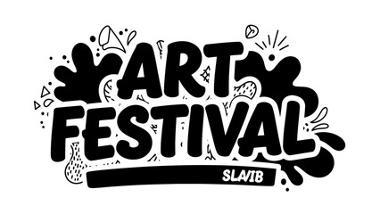 Obraz premium Dynamic black and white design for a modern art festival featuring playful abstract doodles