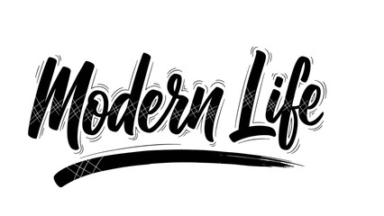 Dynamic brush script inscription portraying contemporary existence and evolving human experience