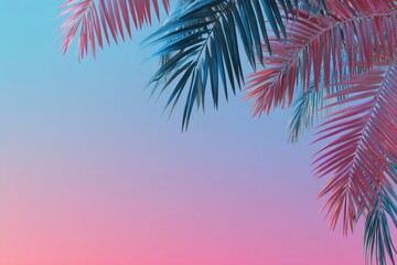 Dreamy neon pink/blue palm fronds against a gradient backdrop