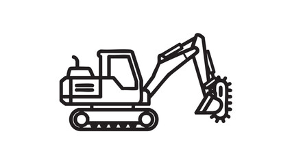 Naklejka premium Excavator with demolition attachment operating on a construction site viewed from the side