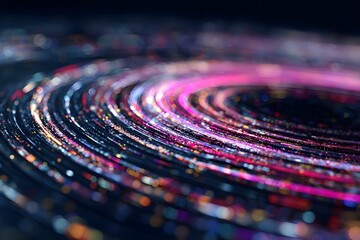 Abstract technology spiral with layers of digital information for a futuristic design
