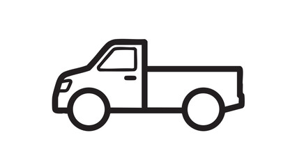 Fototapeta premium Simple black and white illustration of a pickup truck viewed from the side