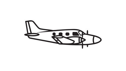 Fototapeta premium Simple line drawing of a small airplane viewed from the side