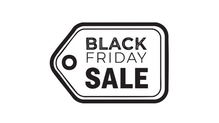 A price tag with Black Friday Sale text on a white background