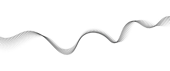 Flowing Dot Wave halftone gradient pattern on transparent background