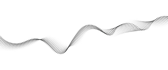 Flowing Dot Wave halftone gradient pattern on transparent background
