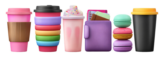 Modern Daily Life Items for Students in Colorful Illustrated Style