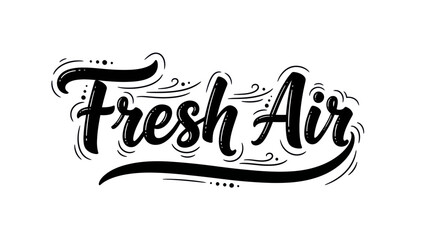 Vibrant calligraphic illustration 'Fresh Air' evoking natural purity and invigorating energy