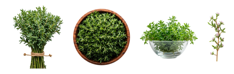 Fresh raw thyme isolated on a transparent background