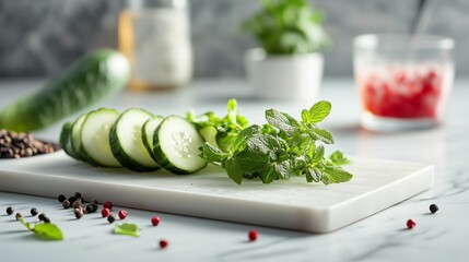Mocktail Garnish Ingredients Macro on White Background for Dry January