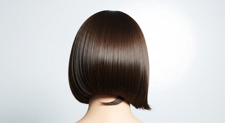 Fototapeta premium Back View of Luxurious Brunette Bob Haircut with Healthy Shine