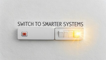 White Toggle Switch Illuminated with Light On a White Wall