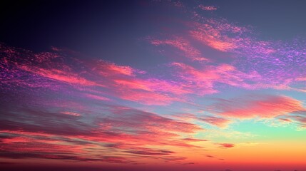 Fototapeta premium Dramatic sky filled with glowing orange and magenta clouds during a vibrant sunset