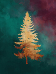 Christmas golden tree background