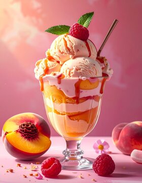 Pfirsich-Melba-Eisbecher